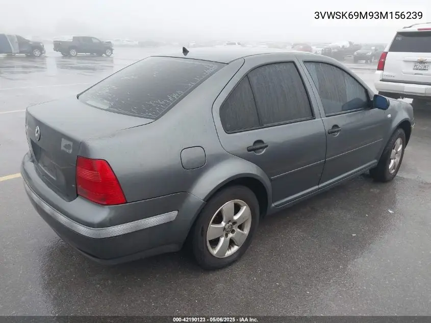 2003 Volkswagen Jetta Gls 2.0L VIN: 3VWSK69M93M156239 Lot: 42190123