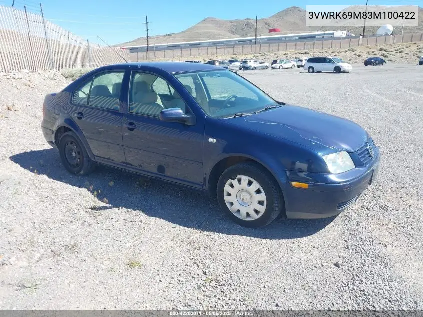 2003 Volkswagen Jetta Gl VIN: 3VWRK69M83M100422 Lot: 42203071