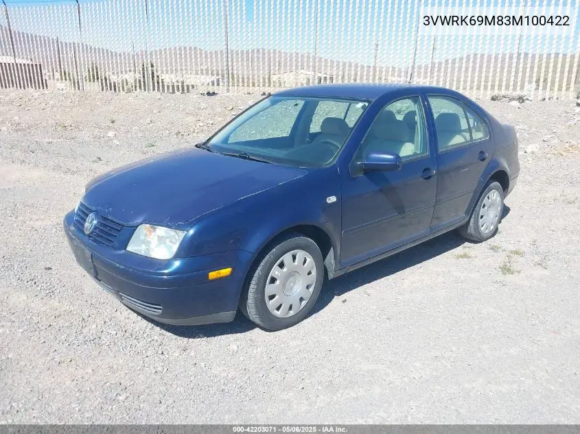 2003 Volkswagen Jetta Gl VIN: 3VWRK69M83M100422 Lot: 42203071