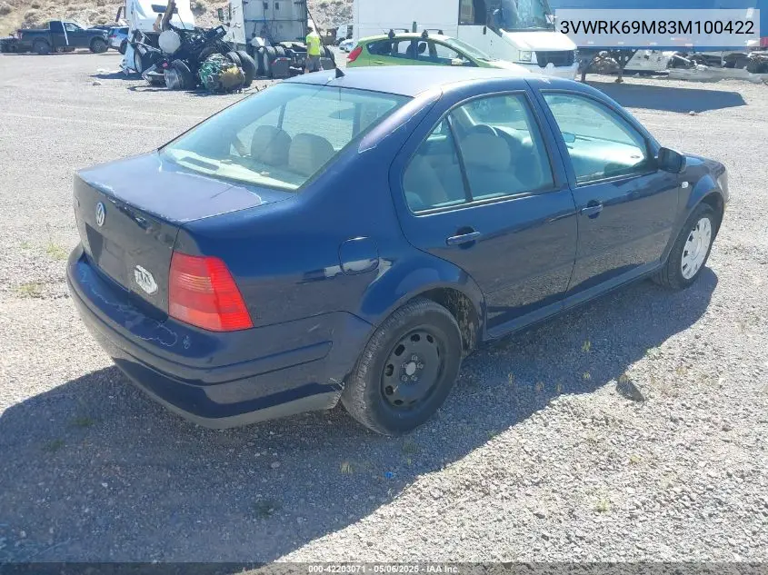 2003 Volkswagen Jetta Gl VIN: 3VWRK69M83M100422 Lot: 42203071