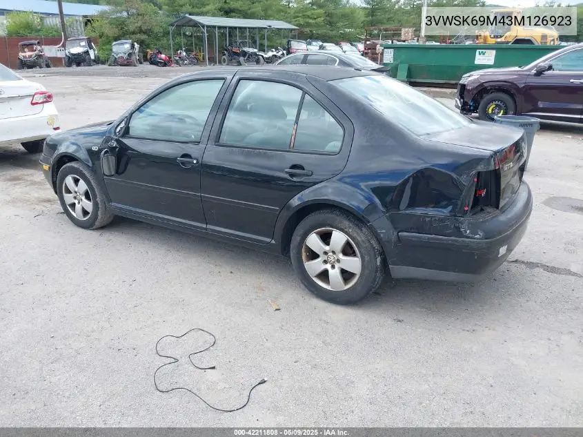 2003 Volkswagen Jetta Gls 2.0L VIN: 3VWSK69M43M126923 Lot: 42211808