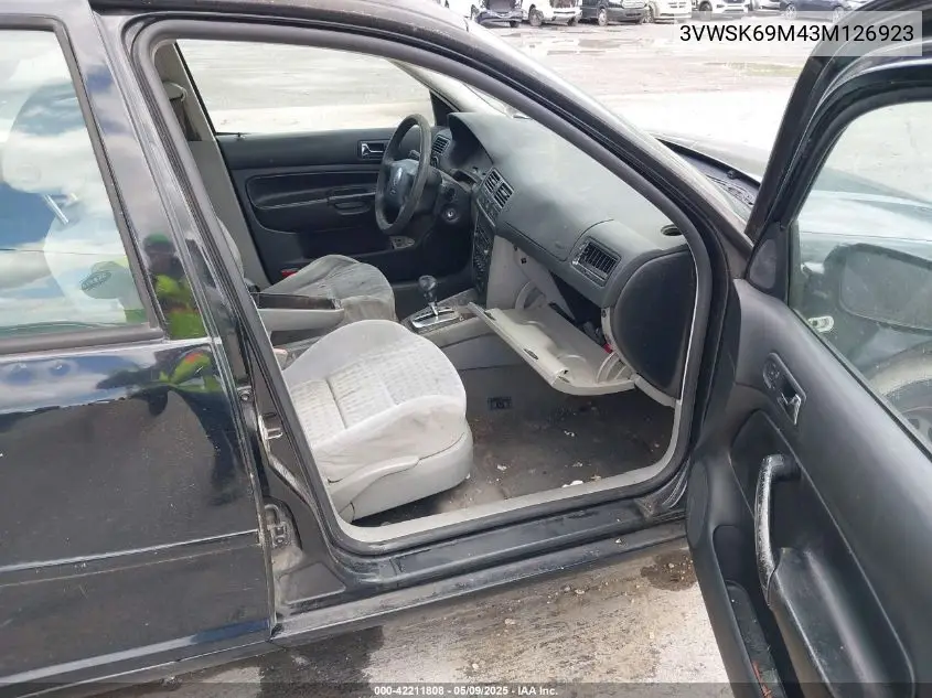2003 Volkswagen Jetta Gls 2.0L VIN: 3VWSK69M43M126923 Lot: 42211808