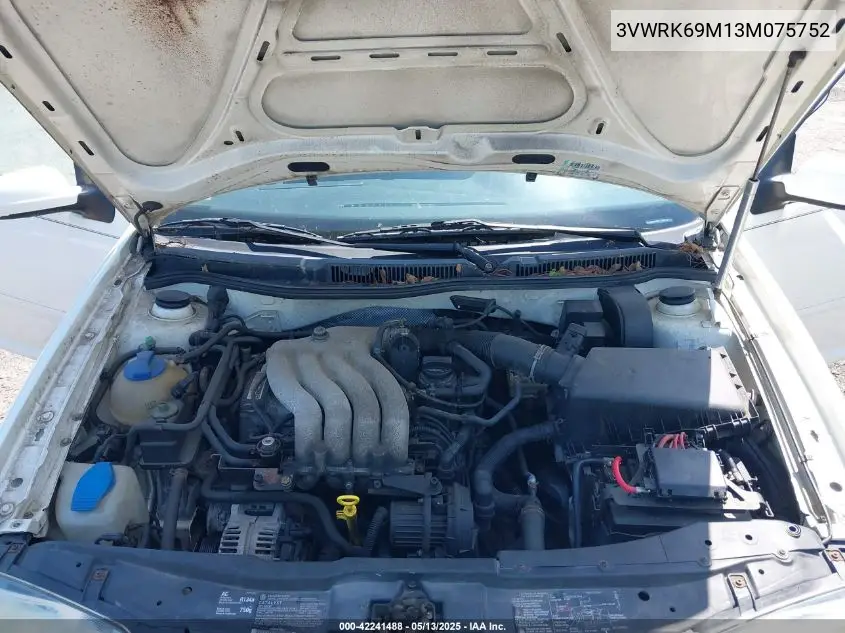 2003 Volkswagen Jetta Gl VIN: 3VWRK69M13M075752 Lot: 42241488