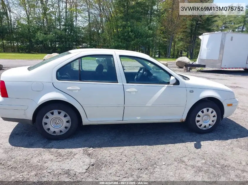 2003 Volkswagen Jetta Gl VIN: 3VWRK69M13M075752 Lot: 42241488