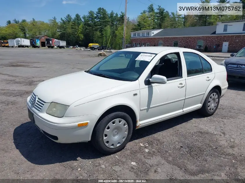 2003 Volkswagen Jetta Gl VIN: 3VWRK69M13M075752 Lot: 42241488
