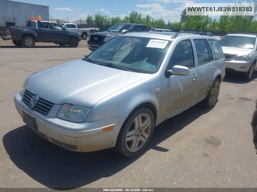 2003 Volkswagen Jetta Gls 1.8T VIN: WVWTE61J83W518383 Lot: 42242000