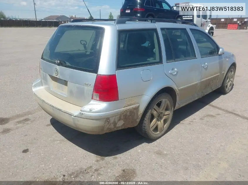 2003 Volkswagen Jetta Gls 1.8T VIN: WVWTE61J83W518383 Lot: 42242000