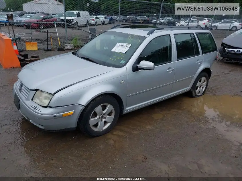 2003 Volkswagen Jetta Gls 2.0L VIN: WVWSK61J33W105548 Lot: 42493259