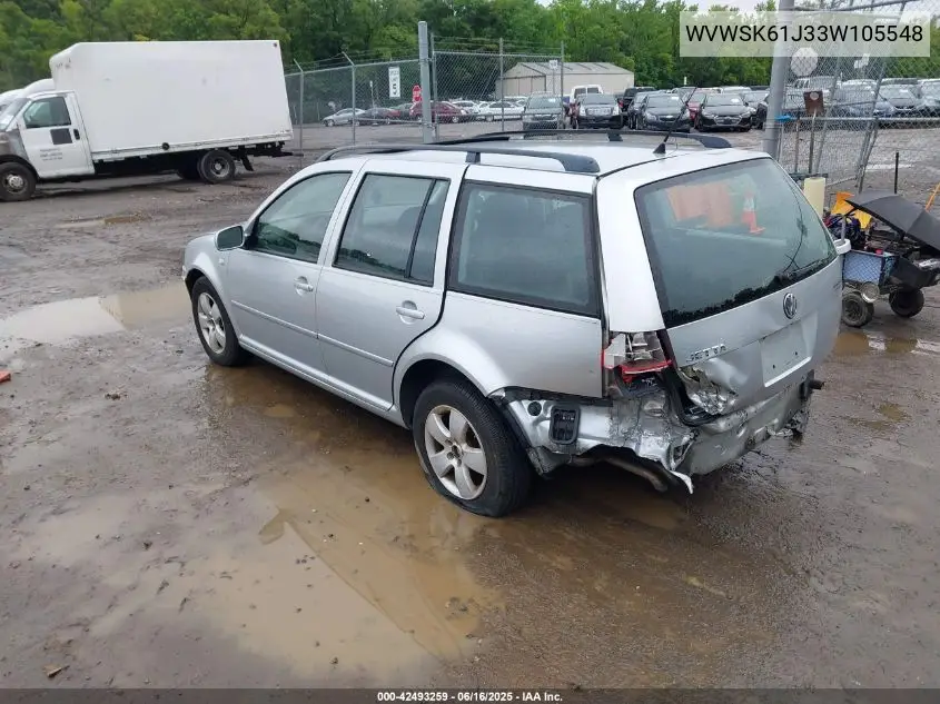 2003 Volkswagen Jetta Gls 2.0L VIN: WVWSK61J33W105548 Lot: 42493259