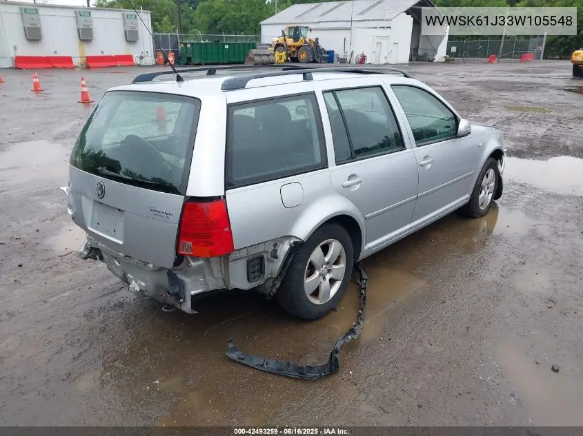 2003 Volkswagen Jetta Gls 2.0L VIN: WVWSK61J33W105548 Lot: 42493259