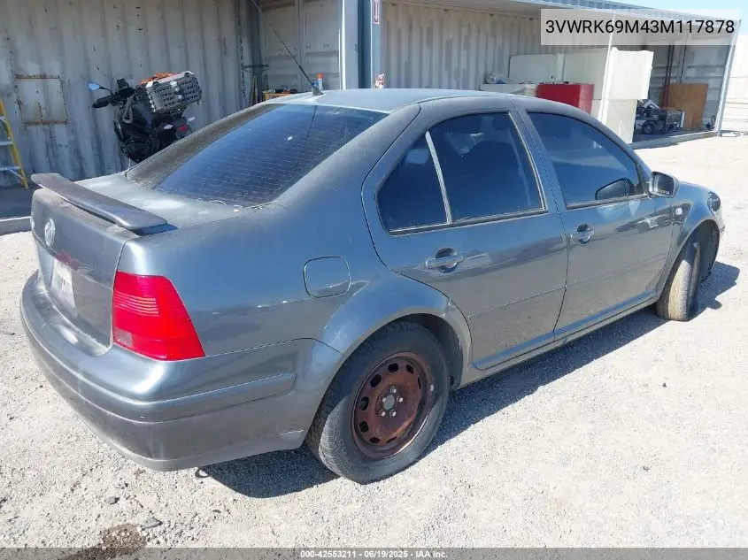 2003 Volkswagen Jetta Gl VIN: 3VWRK69M43M117878 Lot: 42553211