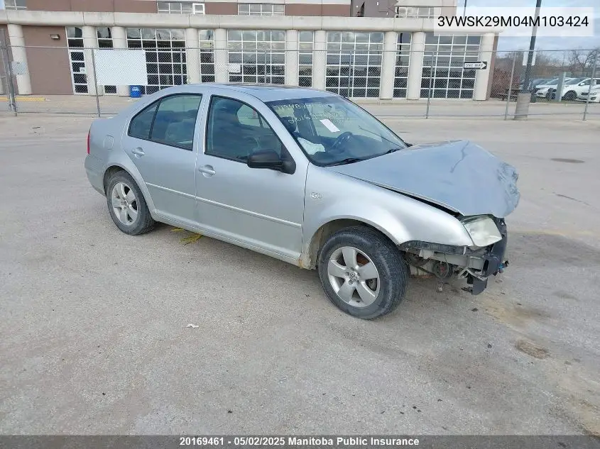 2004 Volkswagen Jetta Gls VIN: 3VWSK29M04M103424 Lot: 20169461