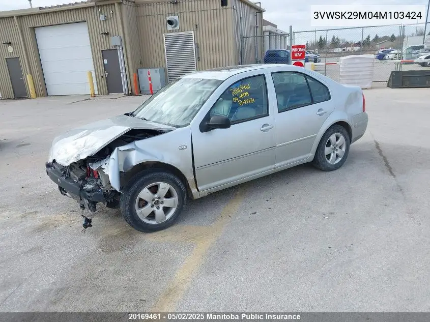 2004 Volkswagen Jetta Gls VIN: 3VWSK29M04M103424 Lot: 20169461