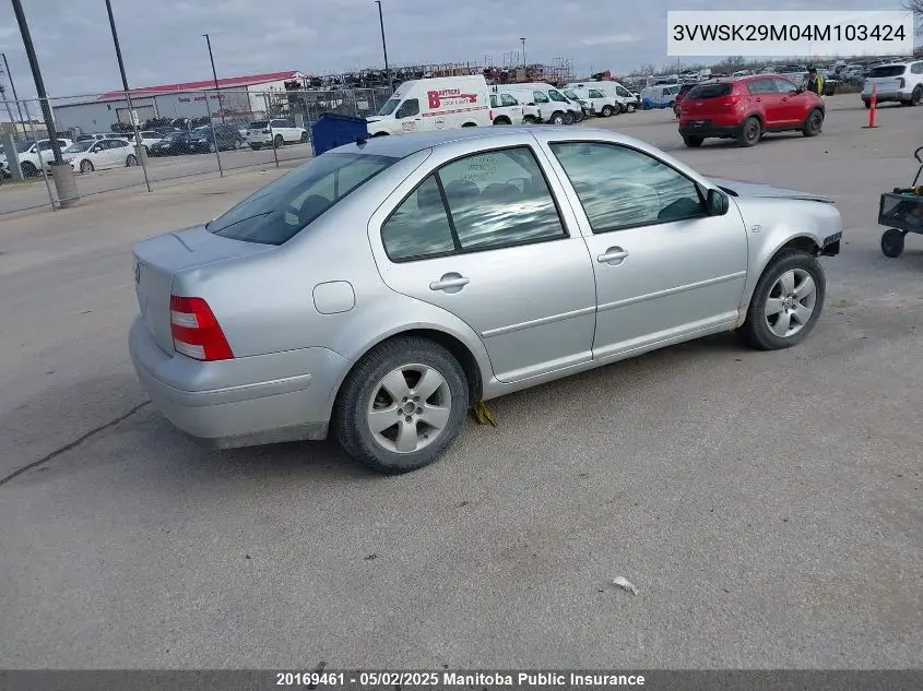2004 Volkswagen Jetta Gls VIN: 3VWSK29M04M103424 Lot: 20169461