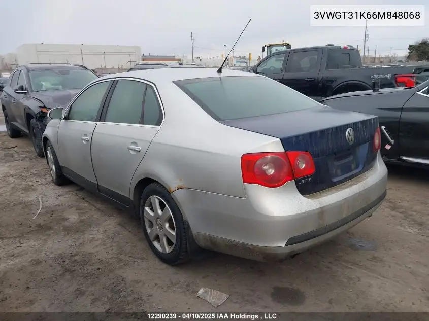 2006 Volkswagen Jetta VIN: 3VWGT31K66M848068 Lot: 12290239