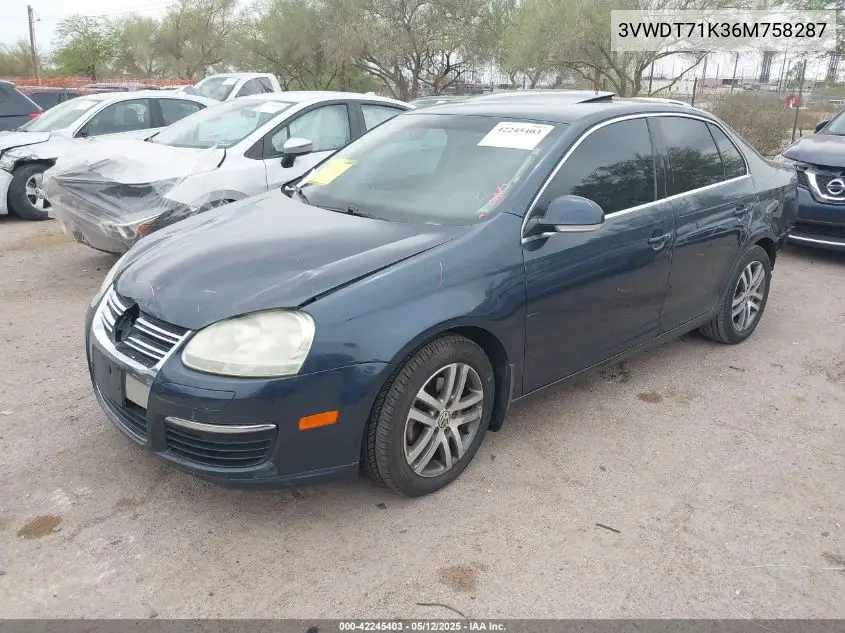 2006 Volkswagen Jetta Tdi VIN: 3VWDT71K36M758287 Lot: 42245403