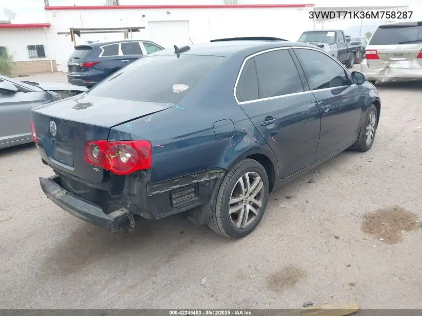 2006 Volkswagen Jetta Tdi VIN: 3VWDT71K36M758287 Lot: 42245403