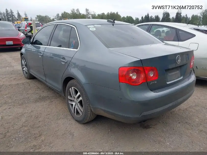 2006 Volkswagen Jetta Tdi VIN: 3VWST71K26M720752 Lot: 42266404