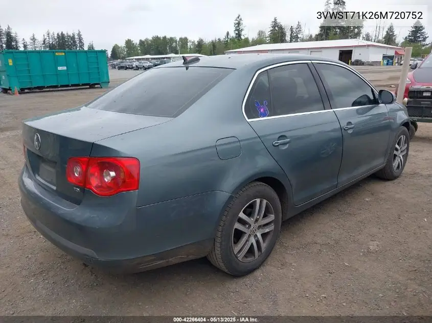 2006 Volkswagen Jetta Tdi VIN: 3VWST71K26M720752 Lot: 42266404