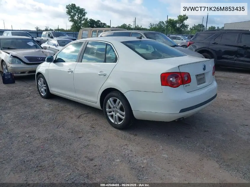 2006 Volkswagen Jetta Diesel VIN: 3VWCT71K26M853435 Lot: 42546486