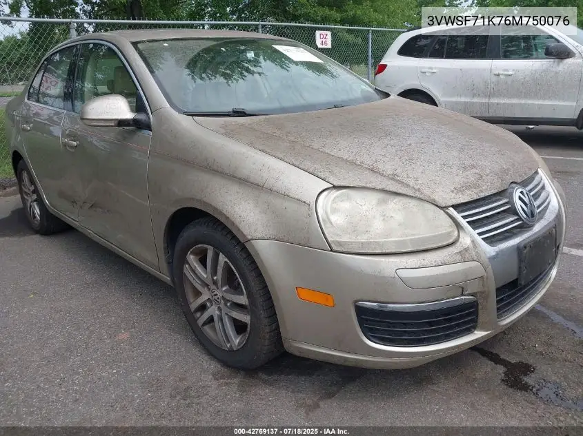 2006 Volkswagen Jetta 2.5 VIN: 3VWSF71K76M750076 Lot: 42769137