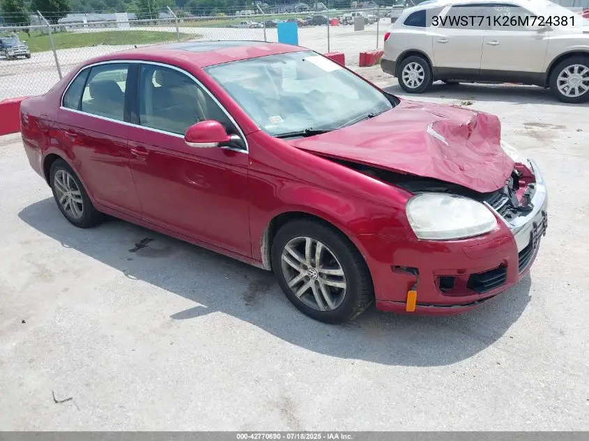 2006 Volkswagen Jetta Tdi VIN: 3VWST71K26M724381 Lot: 42770690