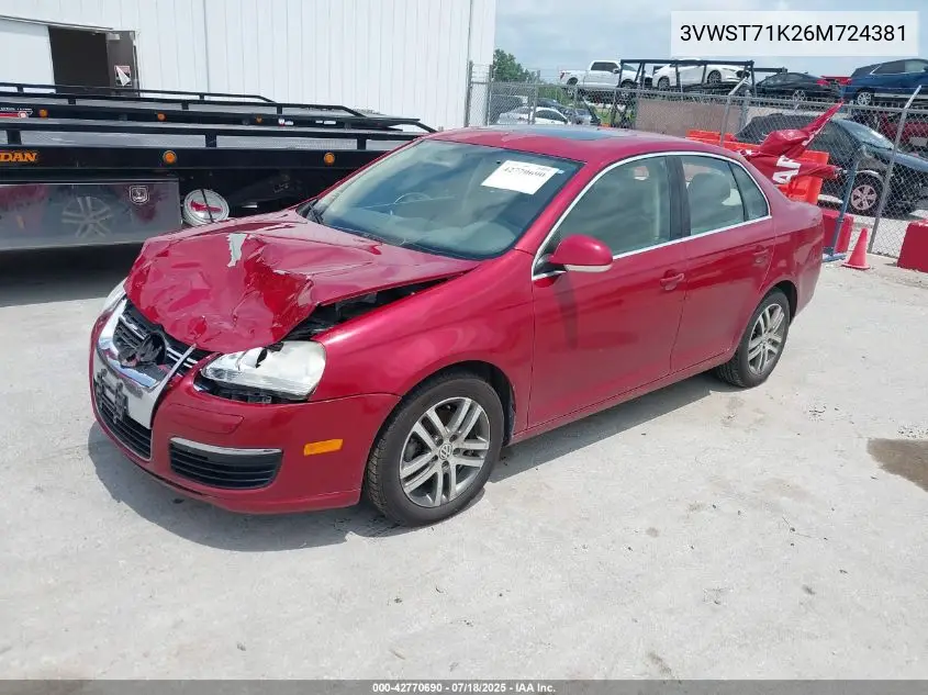 2006 Volkswagen Jetta Tdi VIN: 3VWST71K26M724381 Lot: 42770690