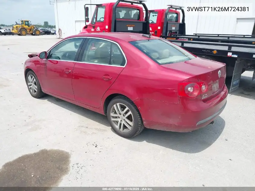 2006 Volkswagen Jetta Tdi VIN: 3VWST71K26M724381 Lot: 42770690