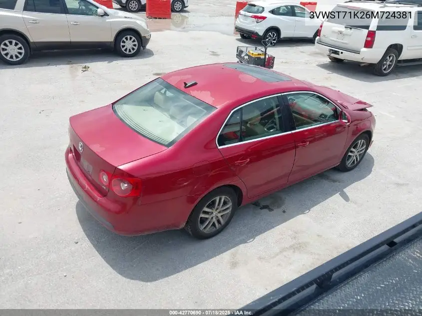 2006 Volkswagen Jetta Tdi VIN: 3VWST71K26M724381 Lot: 42770690