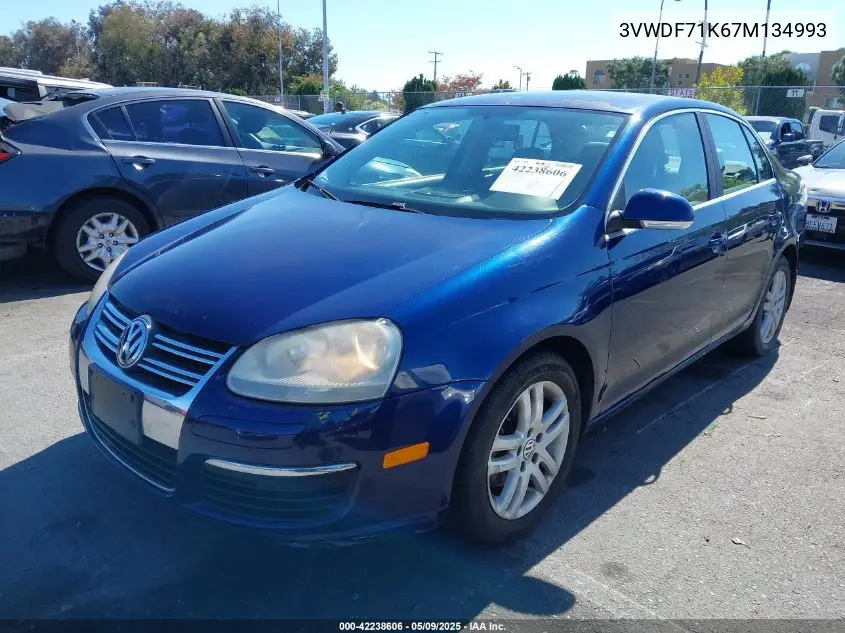 2007 Volkswagen Jetta 2.5 VIN: 3VWDF71K67M134993 Lot: 42238606