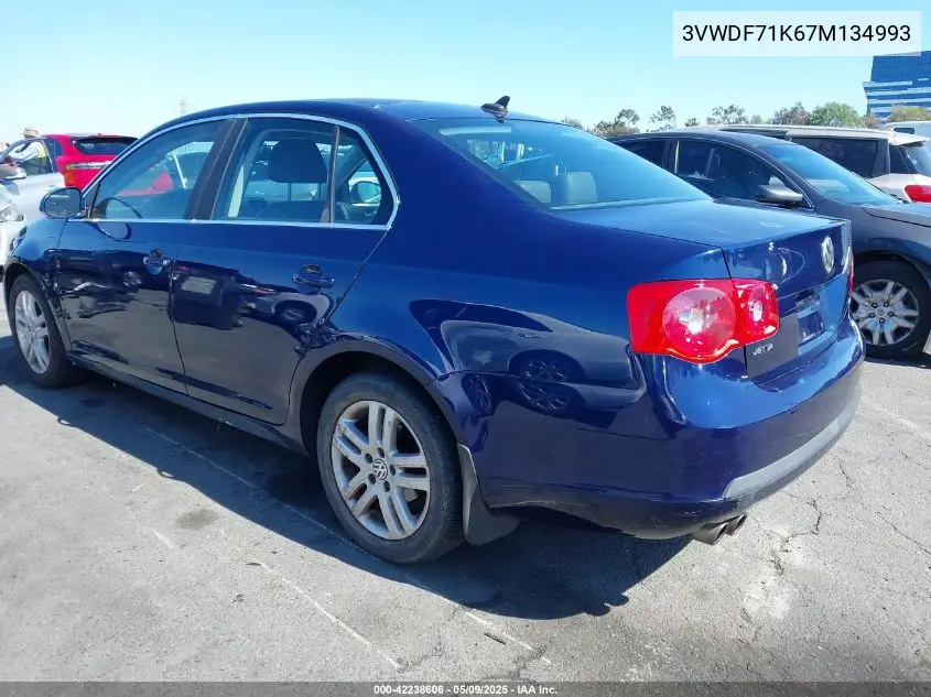 2007 Volkswagen Jetta 2.5 VIN: 3VWDF71K67M134993 Lot: 42238606