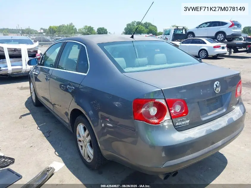 2007 Volkswagen Jetta Wolfsburg Edition VIN: 3VWEF71K27M078149 Lot: 42540627