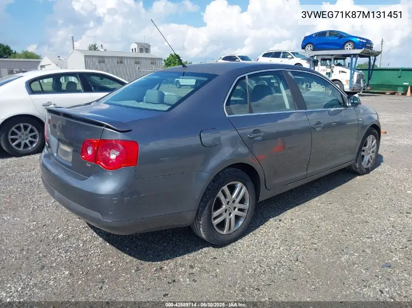 2007 Volkswagen Jetta Wolfsburg Edition VIN: 3VWEG71K87M131451 Lot: 42589714