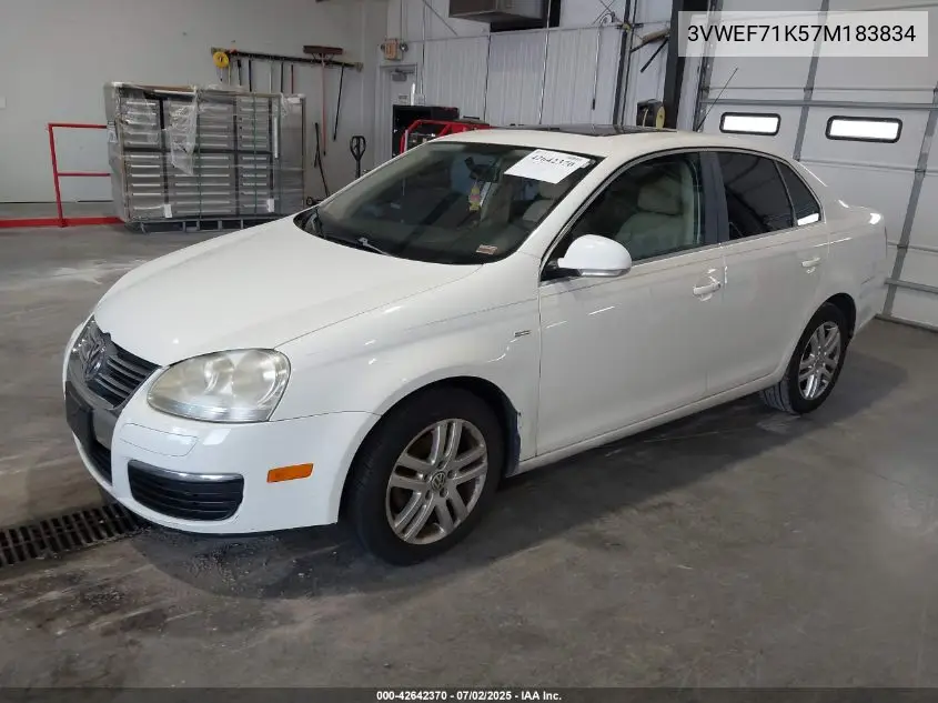 2007 Volkswagen Jetta Wolfsburg Edition VIN: 3VWEF71K57M183834 Lot: 42642370
