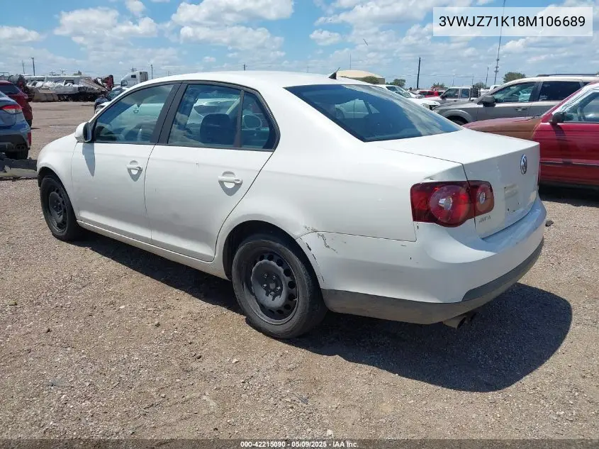 2008 Volkswagen Jetta S VIN: 3VWJZ71K18M106689 Lot: 42215090