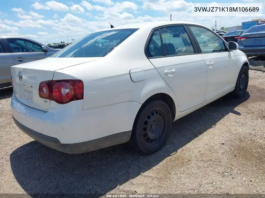 2008 Volkswagen Jetta S VIN: 3VWJZ71K18M106689 Lot: 42215090