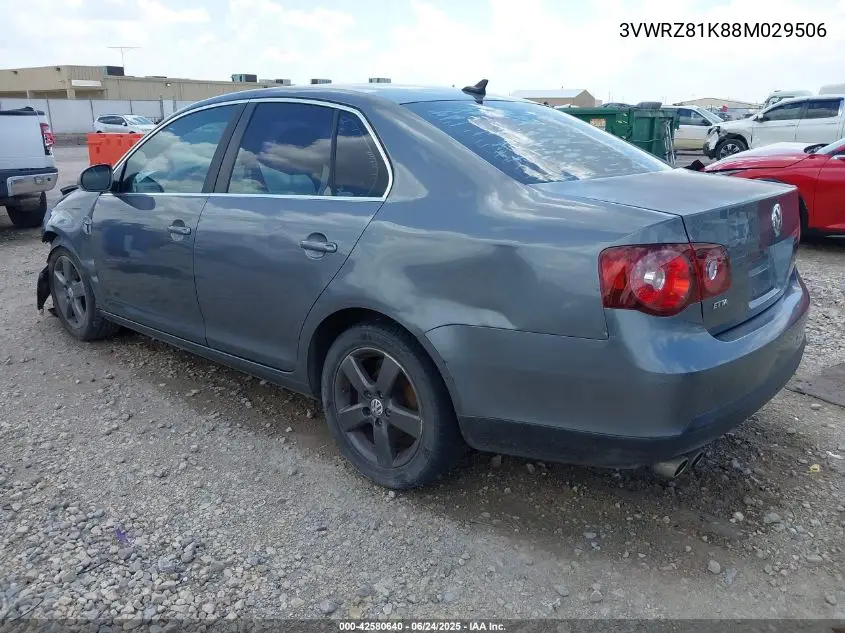2008 Volkswagen Jetta Se/Sel VIN: 3VWRZ81K88M029506 Lot: 42580640
