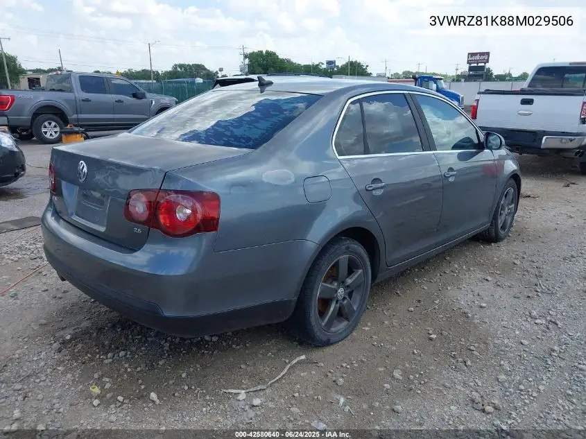 2008 Volkswagen Jetta Se/Sel VIN: 3VWRZ81K88M029506 Lot: 42580640