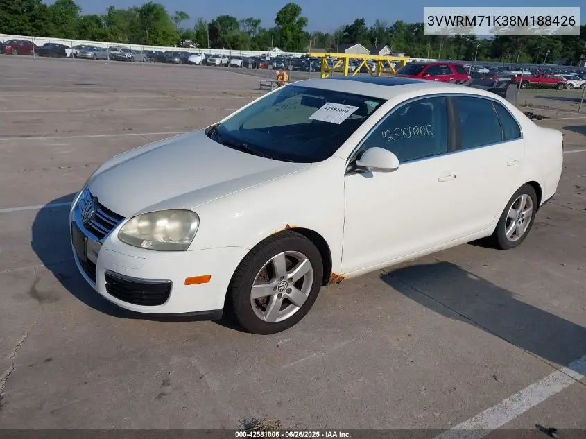 2008 Volkswagen Jetta Se/Sel VIN: 3VWRM71K38M188426 Lot: 42581006