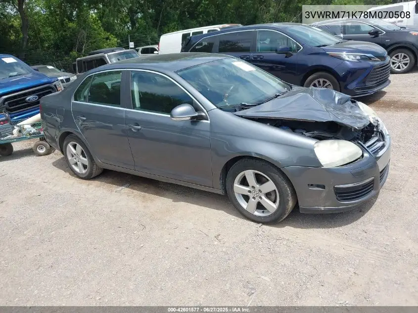 2008 Volkswagen Jetta Se/Sel VIN: 3VWRM71K78M070508 Lot: 42601577