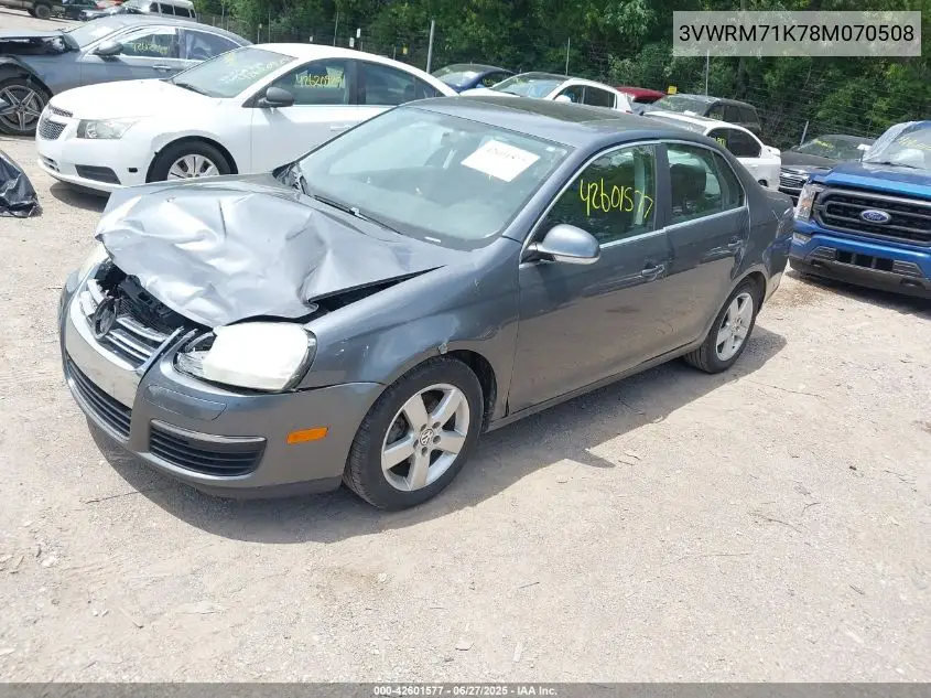 2008 Volkswagen Jetta Se/Sel VIN: 3VWRM71K78M070508 Lot: 42601577