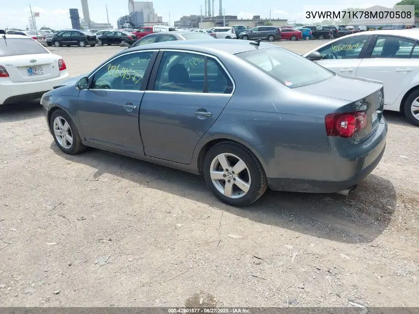 2008 Volkswagen Jetta Se/Sel VIN: 3VWRM71K78M070508 Lot: 42601577