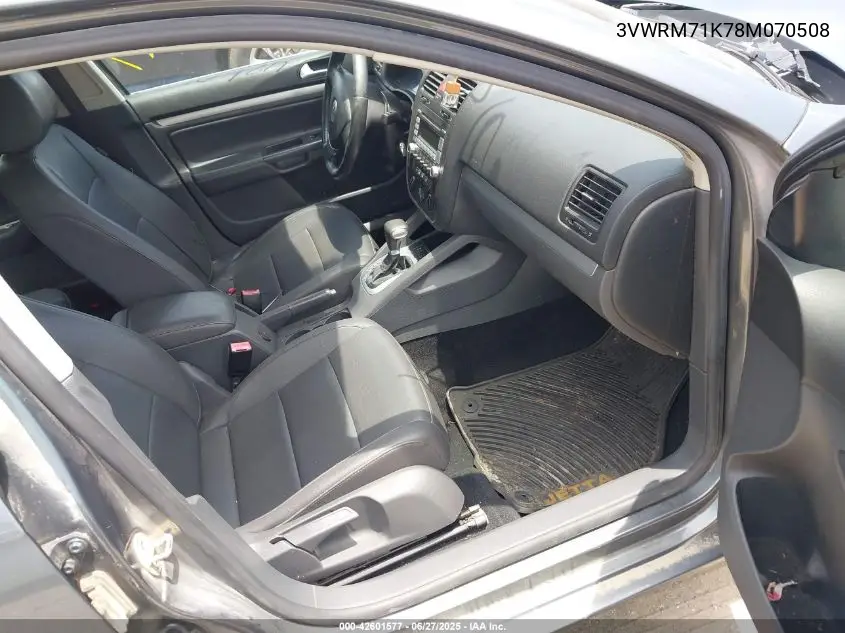 2008 Volkswagen Jetta Se/Sel VIN: 3VWRM71K78M070508 Lot: 42601577