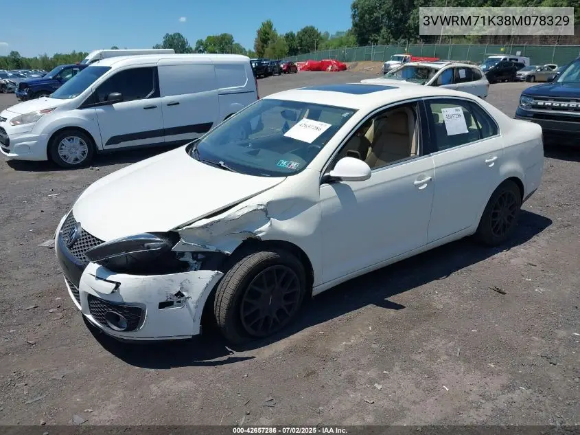 2008 Volkswagen Jetta Se/Sel VIN: 3VWRM71K38M078329 Lot: 42657286
