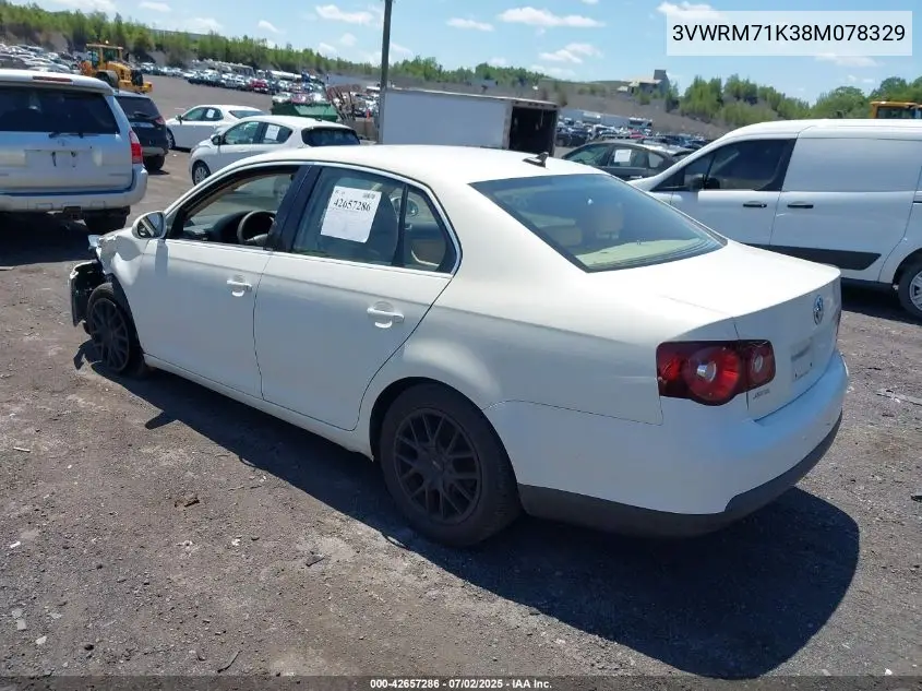 2008 Volkswagen Jetta Se/Sel VIN: 3VWRM71K38M078329 Lot: 42657286