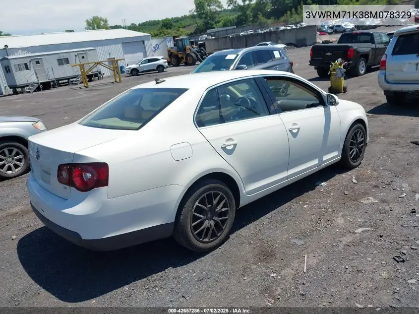 2008 Volkswagen Jetta Se/Sel VIN: 3VWRM71K38M078329 Lot: 42657286
