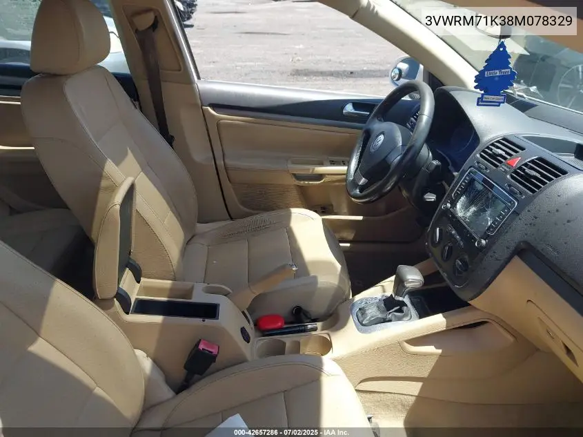 2008 Volkswagen Jetta Se/Sel VIN: 3VWRM71K38M078329 Lot: 42657286