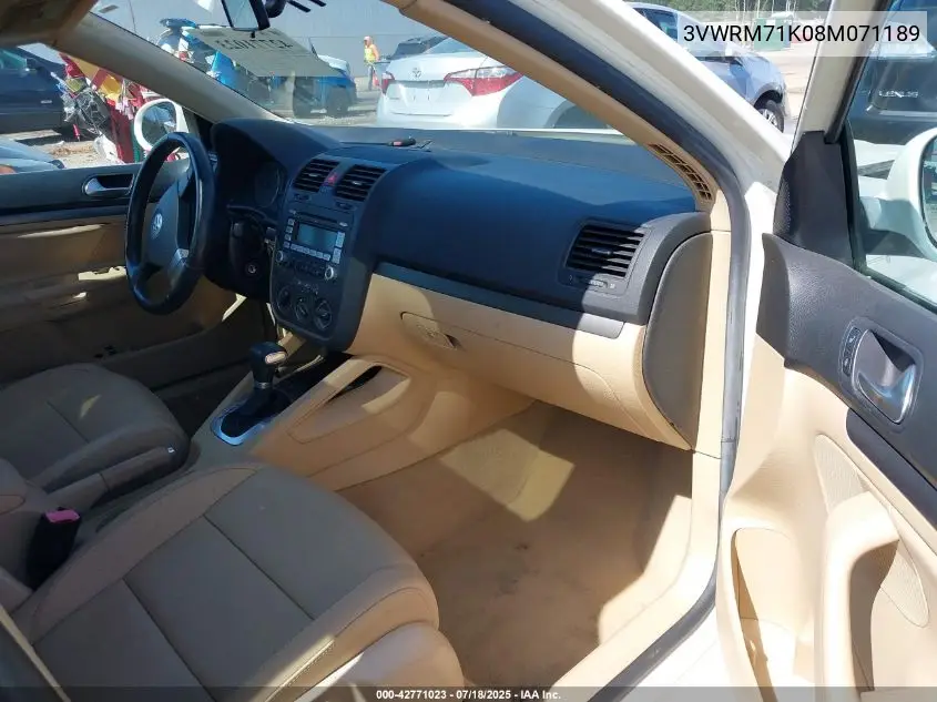 2008 Volkswagen Jetta Se/Sel VIN: 3VWRM71K08M071189 Lot: 42771023