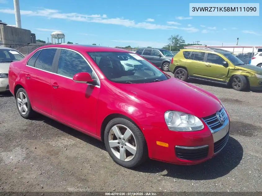 2008 Volkswagen Jetta Se VIN: 3VWRZ71K58M111090 Lot: 42781236