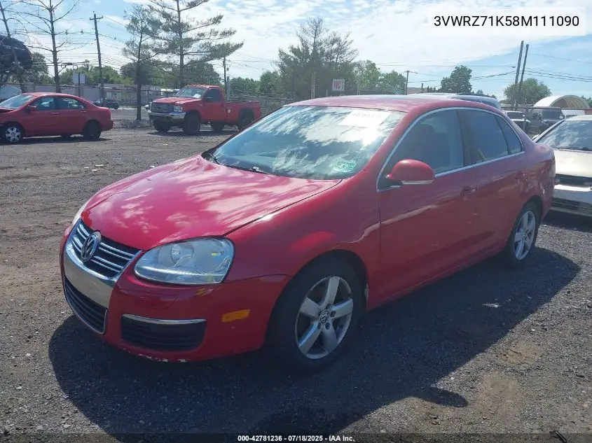 2008 Volkswagen Jetta Se VIN: 3VWRZ71K58M111090 Lot: 42781236